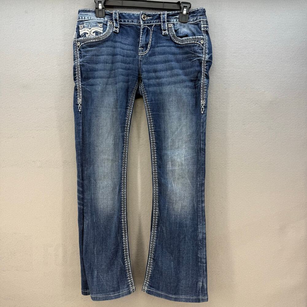 Rock Revival Jeans Women's 28 (6) Blue Dixee Boot Faux Pocket Flap Western